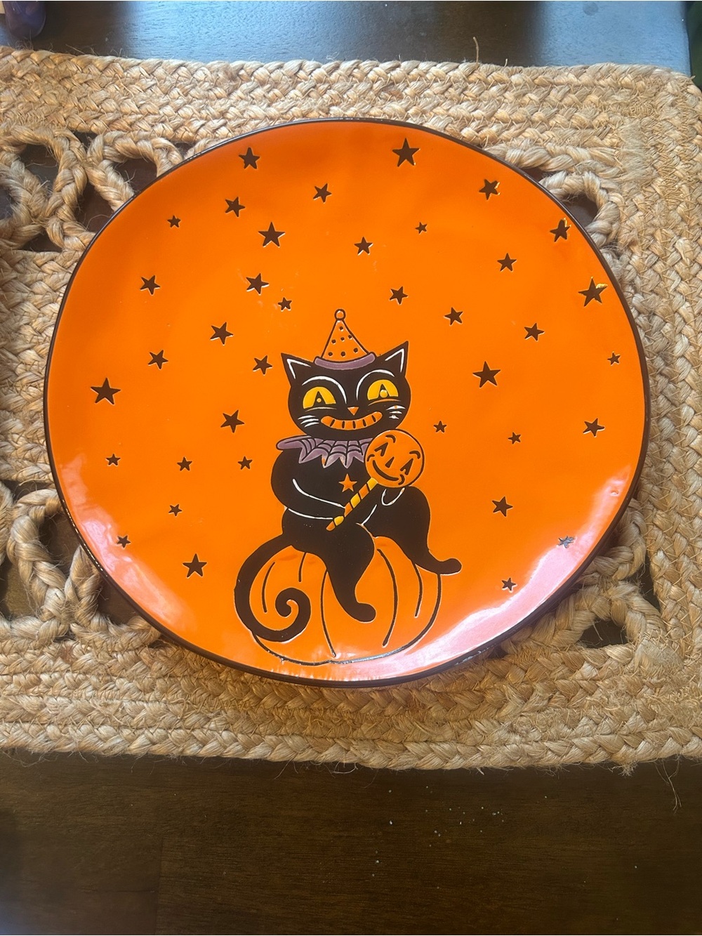 Halloween Orange Yesteryear Cat Pumpkin Party Plate by Eli+An